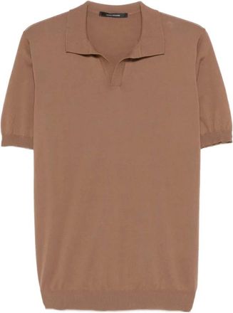 Tagliatore Keith Collared T-shirt - Heren - V-hals truien - Bruin - 2XL - Katoen - Truien & Vesten