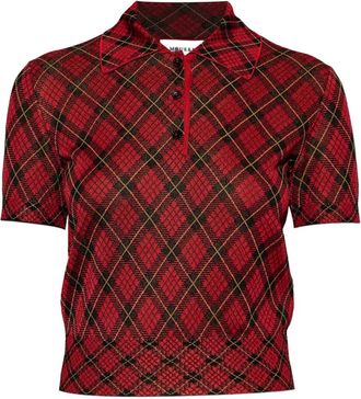 Alexander McQueen argyle button polo top - women - Viscose - 38 - Red
