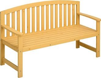 No Brand Jssevn - Banco De Jard&iacute;n De Madera De Dos Plazas, Resistente A La Intemperie, Con Respaldo, Carga M&aacute;xima 240 Kg, 140 X 50 X 85 Cm, Naranja