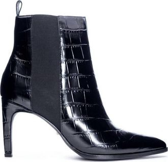 42 Gold Womens Kensington Leather Bootie In Black Croc
