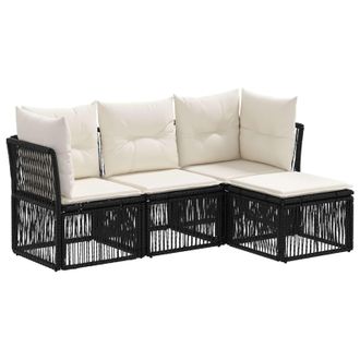 vidaXL Vidaxl Set Divano Da Giardino 4 Pz Nero Polyrattan