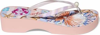 Brighton Womens Tides Clear Platform Flip Flop In Pink Multicolor