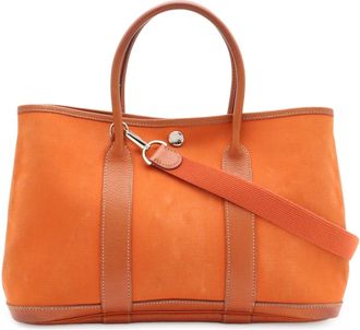 Herm&egrave;s Orange Toile Officier Handbag Shoulder Bag Tote Bag (Pre-Owned)