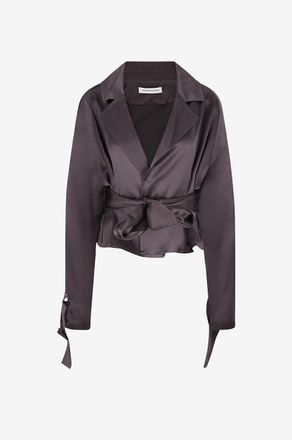 Frankie Shop Kurzer Trenchcoat mit Fledermaus&auml;rmeln aus Satin Simona