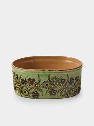 Poterie d'&Eacute;vires Flowers Hand-Painted Ceramic Oval Dish