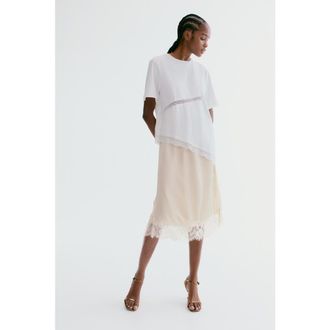 H&M Lace-trimmed skirt in Light Beige at Nordstrom, Size Xx-Small