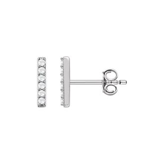 Diamond2Deal 1/10ct Lab-Grown Diamond Bar Stud Earrings Clarity SI, Color G-H, 14k Gold