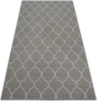 RugsX Rugsx - Alfombra Sense Micro 81220 Enrejado Tr&eacute;bol Marroqu&iacute; Beige/blanco Beige 80x150 Cm