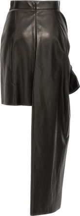Alexander McQueen Womens Black Lamb Leather Long Skirt