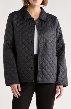 Eileen Fisher Classic Collar Diamond Quilted Jacket in Black at Nordstrom Rack, Size X-Small