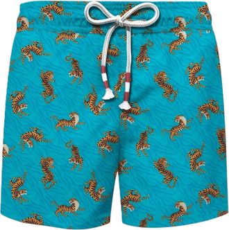MC2 Saint Barth Light Blue Lighting Printed Swim Shorts