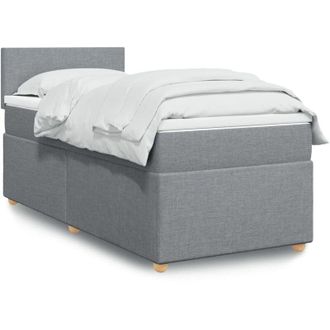 vidaXL Vidaxl - Cama Box Spring Con Colch&oacute;n Tela Gris Claro 90x200 Cm