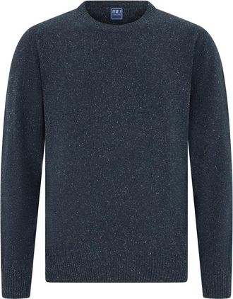 Fedeli Rondgebreide trui - Heren - Ronde hals truien - Blauw - L - Polyester - Truien & Vesten