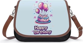 Generic Happy Birthday Crossbody Bag Womens Handbag PU Message Bags Shoulder Purse with Adjustable Strap