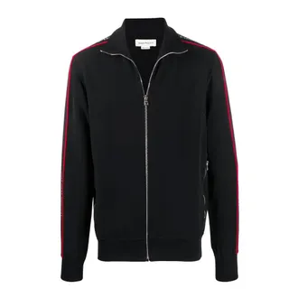 Alexander McQueen Alexander McQueen, Zip-throughs, male, Black, Size: L Black Logo Zipped Sweatshirt for Men
