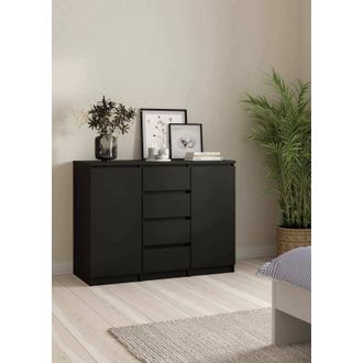 Dmora Dmora - Aparador Alix, Buf&eacute; De Sal&oacute;n, Aparador De Sal&oacute;n, Despensa De Cocina, 121x50 H91 Cm, Negro