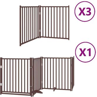 vidaXL Puerta De Perros Plegable 10 Paneles Madera &Aacute;lamo Marr&oacute;n 800 Cm Vidaxl