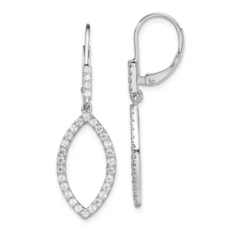 Diamond2Deal 14K White Gold 0.70 ct Lab Grown Diamond Fancy Drop Leverback Earrings VS Clarity, G-H Color