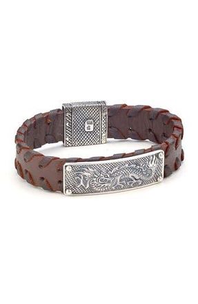 Samuel B. Engraved Dragon Leather Bracelet in Brown at Nordstrom Rack