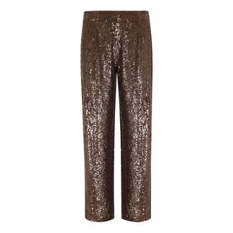 P.A.R.O.S.H. Wide Trousers, female, Brown, Size: XS Full Sequins Trousers