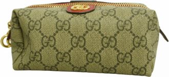 Gucci Brown Red Color Pvc Pouch (Pre-Owned)