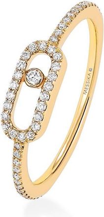 Messika Move Uno Pav&eacute; Diamond Ring in Yellow Gold at Nordstrom, Size 6.75