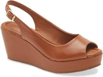 Bottero Slingback Peep Toe Wedge in Caramelo 15 at Nordstrom, Size 9