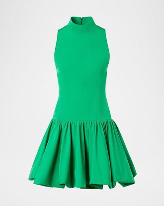 Akris Mock-Neck Sleeveless Mini Bubble Dress