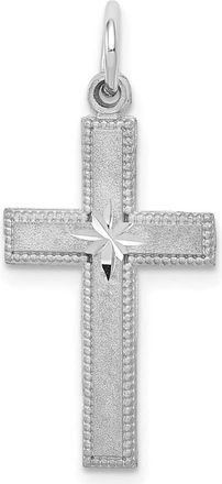 Diamond2Deal 14k White Gold Diamond-cut Cross Pendant