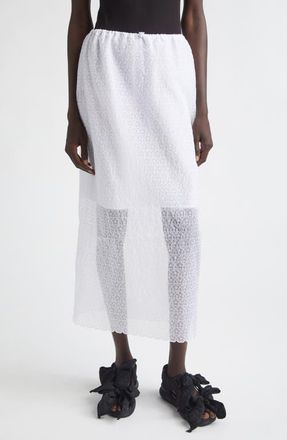 Cecilie Bahnsen Donna Windflower Embroidered Organza Midi Skirt in White at Nordstrom, Size 4 Us