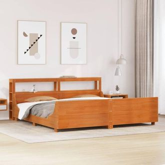vidaXL Vidaxl - Cama Sin Colch&oacute;n Madera Maciza De Pino Marr&oacute;n Cera 180x200 Cm