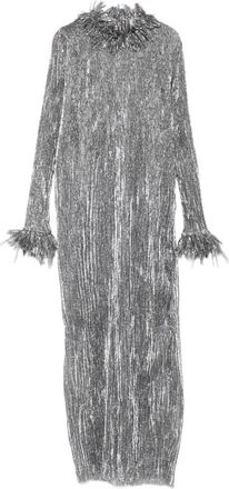 Liberowe fringe-plissé midi dress - Silver