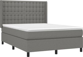 vidaXL Cama Box Spring Con Colch&oacute;n Tela Gris Oscuro 140x200 Cm Vidaxl