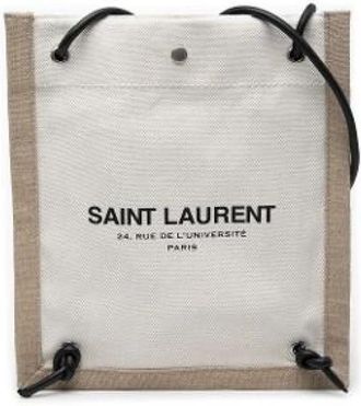 Saint Laurent Pre-owned Canvas Crossbody Bag - Dames - Vintage Mini Tas - Beige - ONE Size - Leer - Vintage