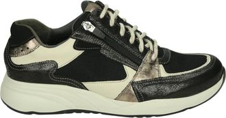 Durea Sportieve Lage Damesschoenen Zwart Patroon - Dames - Sneakers - Zwart - 40 1/2 EU - Leer - Schoenen