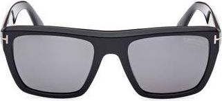 Tom Ford Alberto 55mm Polarized Square Sunglasses in Shiny Black/Smoke Lenses at Nordstrom Rack