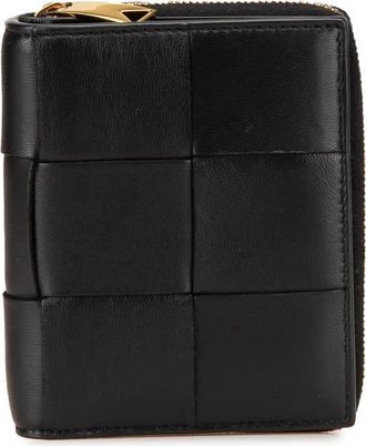 Bottega Veneta Pre-owned Bottega Veneta Lambskin Maxi Intreccio Cassette Bifold Zip Wallet Unisex YPPEDEWWGRL8639S