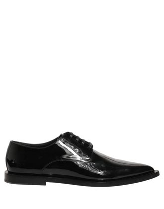 Dolce & Gabbana Black Leather Men Derby Dress Formal Shoes Calf