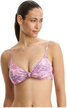 Gottex Boho Bloom V-Neck Knot Bikini Top in Pink-Multi at Nordstrom, Size 12