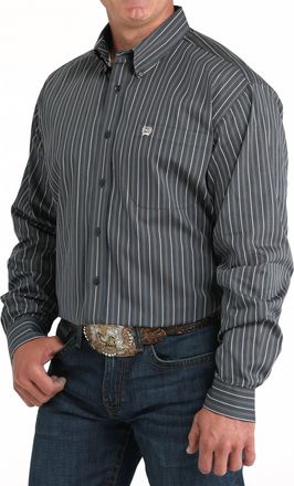 Cinch Striped Western Shirt In Charcoal