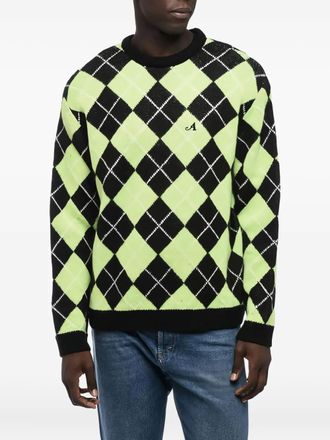Awake NY argyle-check pattern jumper - men - Acrylic/Polyester/Alpaca Wool - L - Green