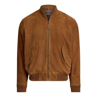 Ralph Lauren Bomber Jackets, male, Brown, Size: L Suede Bomber Jacket
