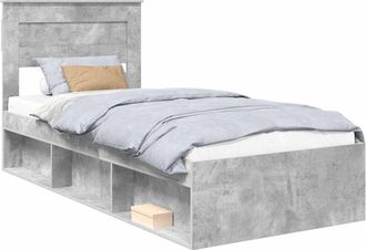 vidaXL Estructura De Cama Con Cabecera Gris Concreto 90 X 190 Cm Vidaxl
