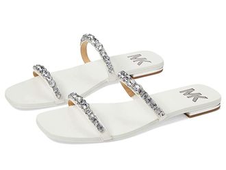 Michael Kors Jessa Flat Sandal Womens Shoes Optic White : 7 M, Synthetic/Textile