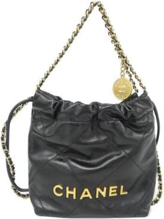 Chanel Pre-owned 22 Line Calf Shoulder Bag - Dames - Vintage Schoudertas - Zwart - ONE Size - Leer - Vintage