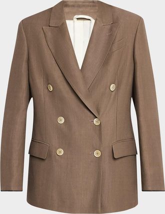 アウターその他 BRUNELLO CUCINELLI Double-breasted hemplinen blazer Marrone Brunello Cucinelli double-breasted blazer - women - Hemp