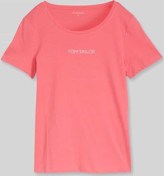 Tom Tailor Regular Fit T-Shirt mit Label-Schriftzug in Koralle, Gr&ouml;&szlig;e XXXL