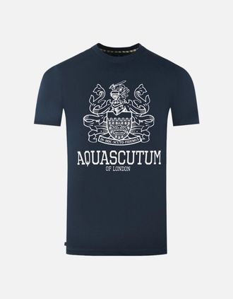 Aquascutum Mens Aquascutum Large Bold London Aldis Brand Logo Navy Blue T-Shirt - Black - Size: 38