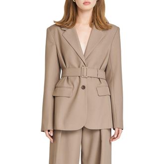 Wayf Maddox Belted Blazer in Taupe at Nordstrom Rack, Size X-Large