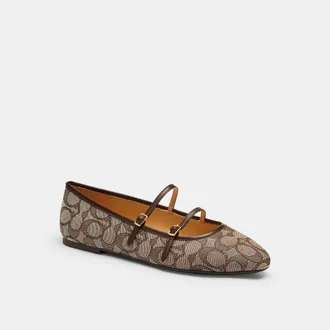 Coach Double Buckle Mary Jane In Signature Jacquard